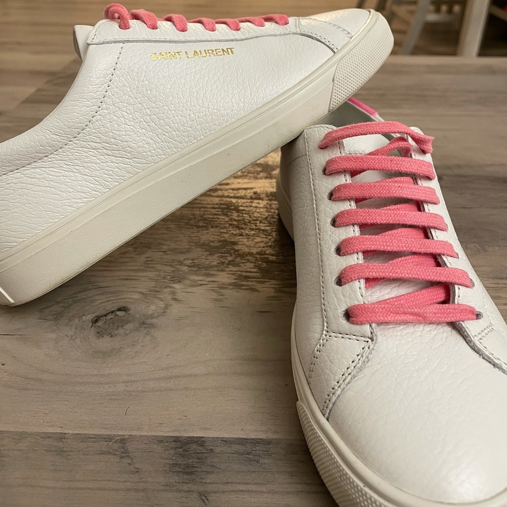Saint Laurent white and pink sneakers